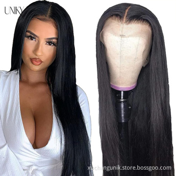 Uniky 100% REAL HUMAN HAIR Bone Straight Lace Wig,Body Wave 13*4 4*4 Transparent Lace Wig,Cheap Closure Hd Lace Frontal Wigs